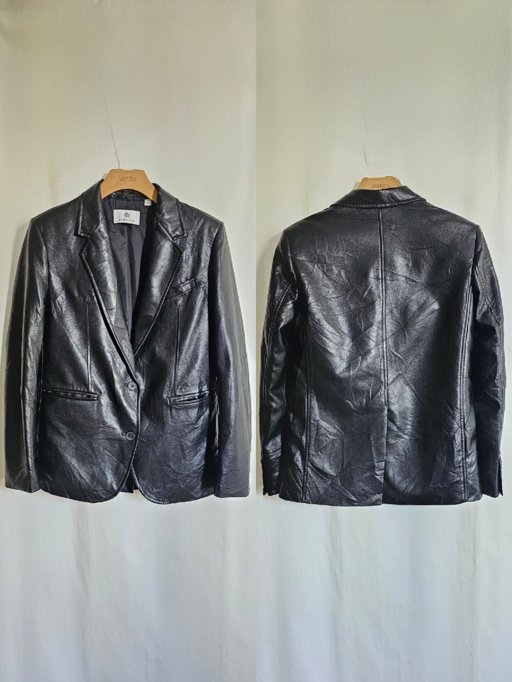 Aritzia Babaton Black Faux Leather Agency Blazer Jacket - Picture 8 of 16